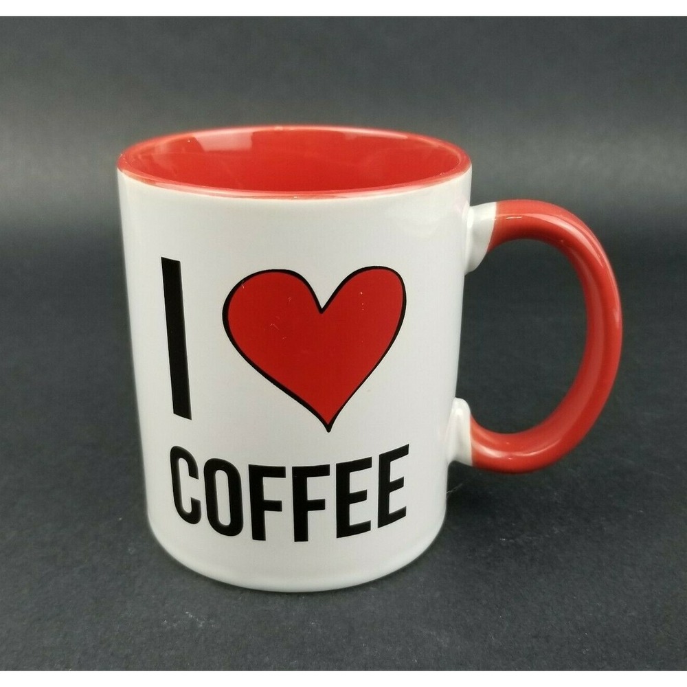 Vintage I HEART COFFEE Mug Coffee Cup I LOVE COFFEE White Ceramic